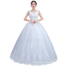 2019 Floor Length A-line Beauty Bridal Wedding Dress Appliqued Fringe Lace Hem Frock Designs Plus Size Wedding Dress